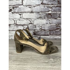 Ann Mashburn Leopard Print Open Toe Block Heel Strap Sandals Women 38EU/7.5M US